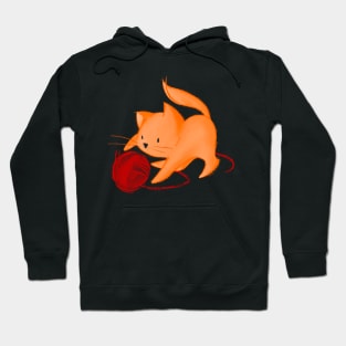 Cute Cat playing with ball of yarn - ginger Hoodie